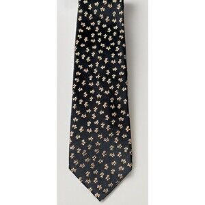 Charvet Paris Place Vendome Silk Tie Black Dog Print Necktie France Luxury